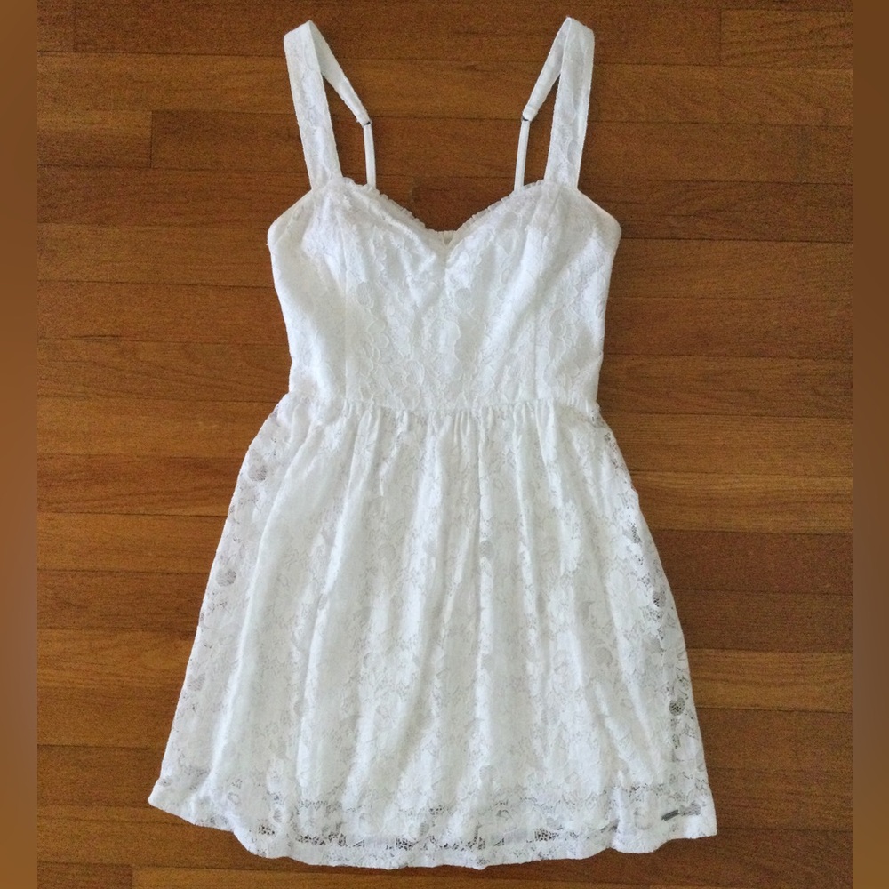 Hollister white floral lace dress, size M